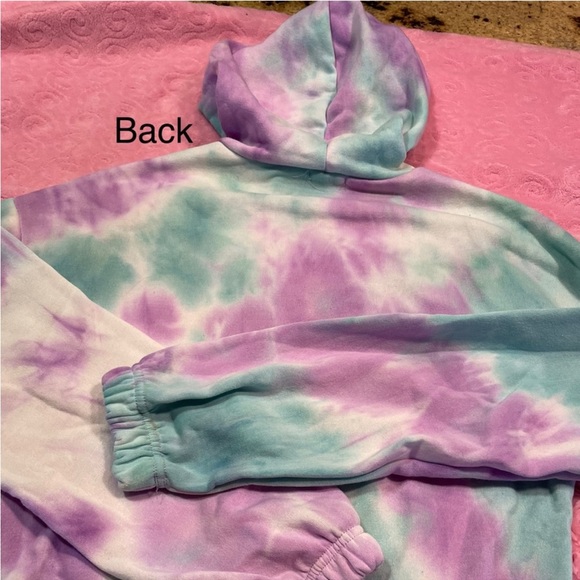 Tie-dye cropped hoodie with drawstring - Picture 12 of 14
